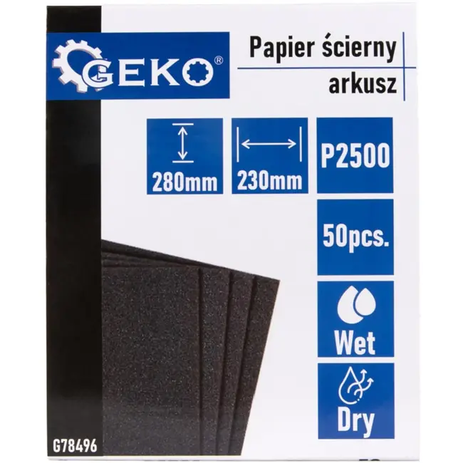 GEKO Waterproof schuurpapier - P2500 - 230x280mm - Voor nat en droog gebruik - 50 stuks