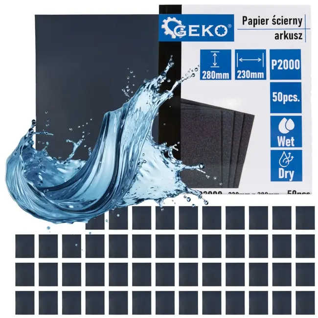 GEKO Waterproof schuurpapier - fijn korrel P2000 - 230x280 mm - nat en droog gebruik - 50 stuks
