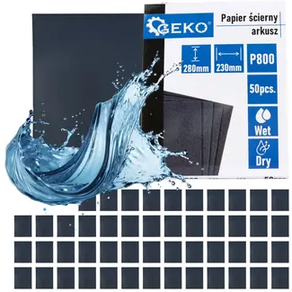GEKO Waterproof schuurpapier - P800 - 230x280mm - Voor nat en droog gebruik - 50 stuks