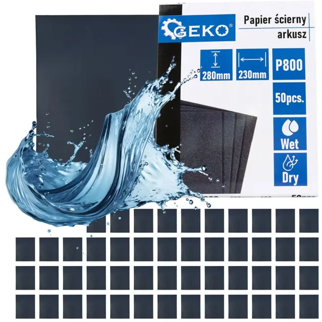 GEKO Waterproof schuurpapier - P800 - 230x280mm - Voor nat en droog gebruik - 50 stuks