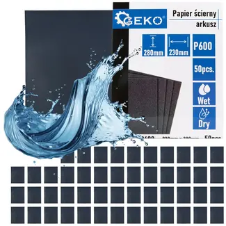 GEKO Waterproof schuurpapier - P600 korrel - 230x280mm - Droog en nat gebruik - 50 stuks