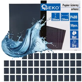 GEKO Waterproof schuurpapier - P400 korrel - 230x280mm - Droog en nat gebruik - 50 stuks