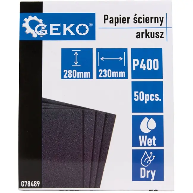 GEKO Waterproof schuurpapier - P400 korrel - 230x280mm - Droog en nat gebruik - 50 stuks