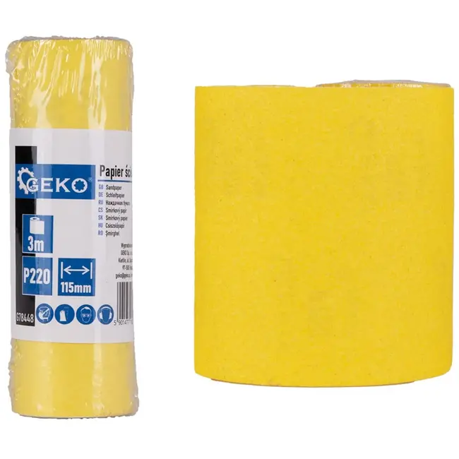 GEKO Schuurpapier op rol - fijne korrel P220 - 115 mm x 3 m