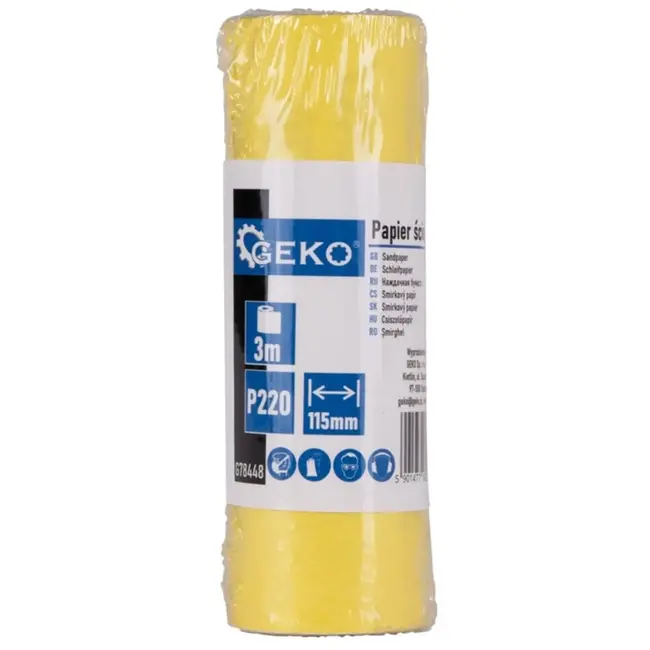GEKO Schuurpapier op rol - fijne korrel P220 - 115 mm x 3 m