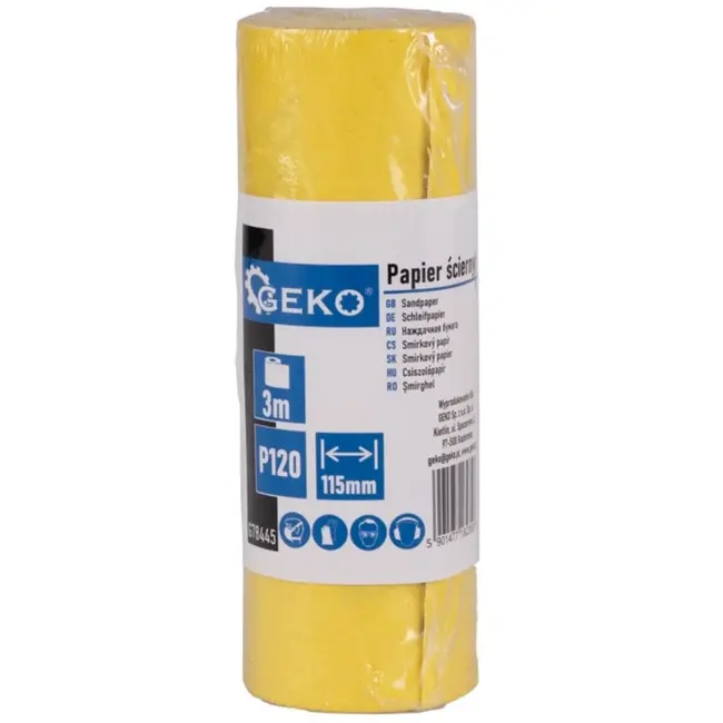 GEKO Schuurpapier rol - 115 mm x 3 m - korrel P120 - 1 stuk