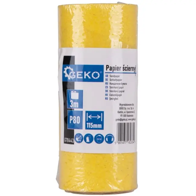 GEKO Schuurpapier op rol - 115 mm x 3 m - P80 korrel - 1 stuk