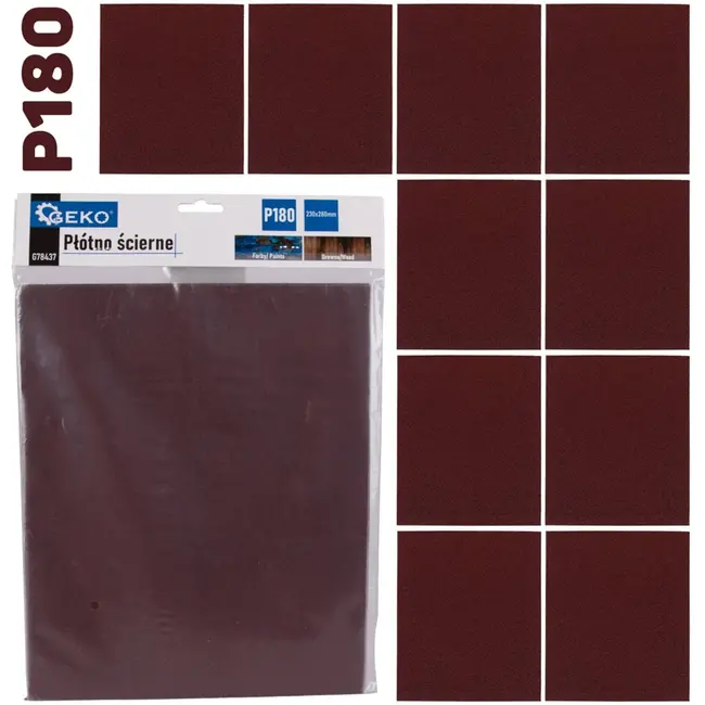 GEKO Schuurpapier vellen - P180 korrel - 230x280 mm - 10 stuks