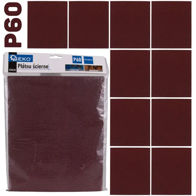 GEKO Schuurpapier - P60 korrel - 230x280 mm - 10 stuks