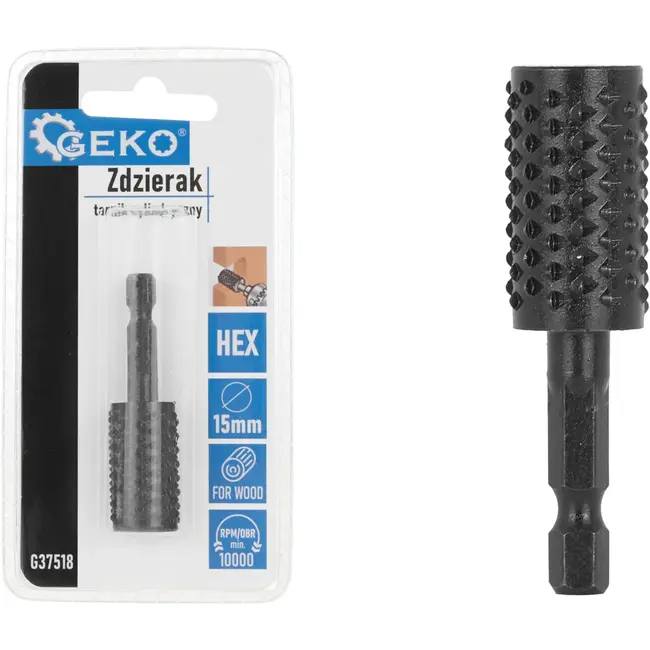 GEKO Cilindrische houtvijl - 15mm - Ergonomisch ontwerp - Duurzaam materiaal - Max. 10.000 RPM