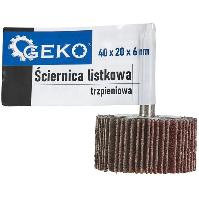 GEKO Flapwiel - P120 korrel - 40x20 mm - 6 mm as - Synthetische hars