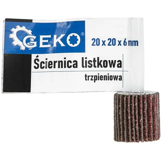 GEKO Flapwiel - P100 korrel - 20x20 mm - 6 mm as - Synthetische hars