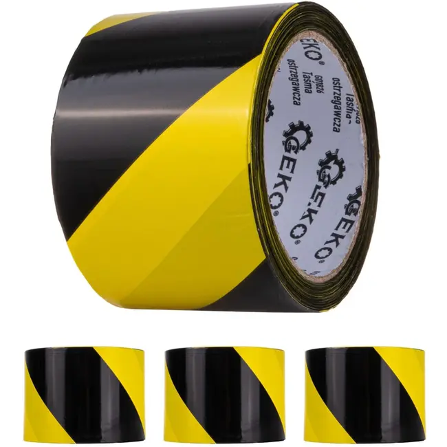 GEKO Waarschuwingslint - Geel/Zwart - 100 m x 7 cm - 30 micron - 4 stuks