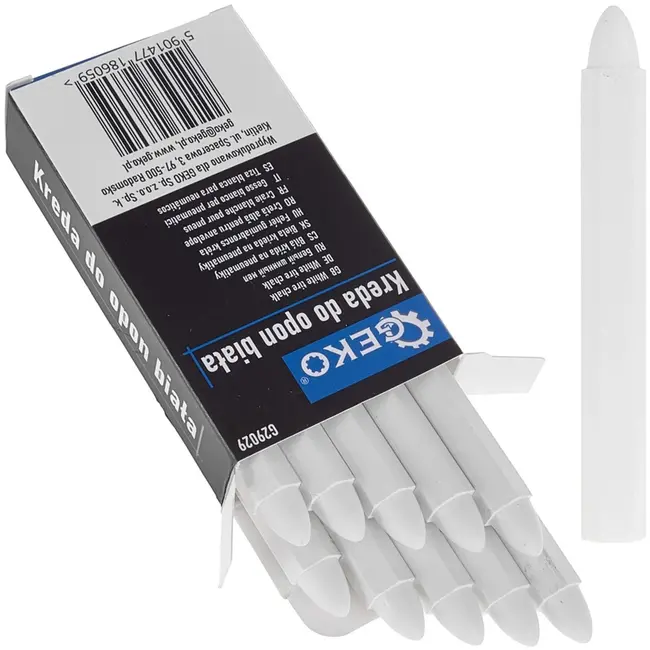 GEKO Witte bandenkrijt - waterdicht - 12x110mm - set van 10 stuks