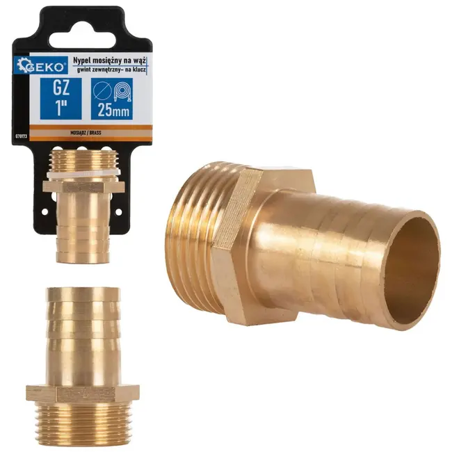 GEKO Messing slangverbinder - 25 mm - 1" buitendraad - robuust en corrosiebestendig