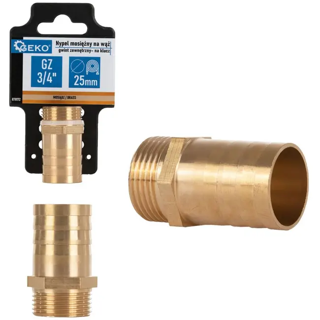GEKO Messing slangverbinder - 25 mm - 3/4" buitendraad - duurzaam ontwerp