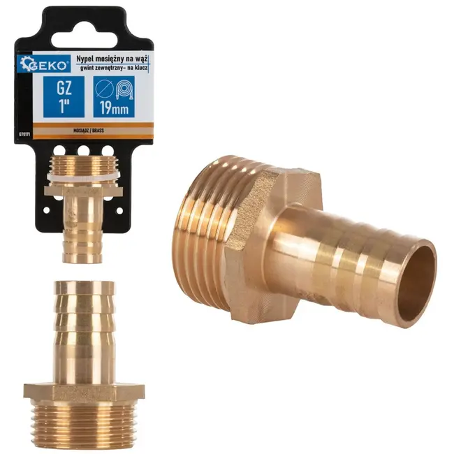 GEKO Messing slangconnector - 19 mm - 1" buitendraad - Duurzaam ontwerp