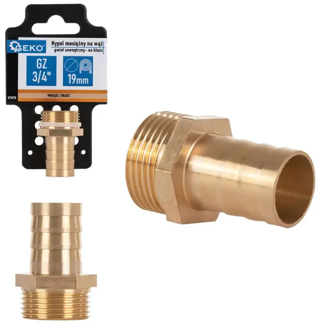 GEKO Messing slangnippel - 19 mm - 3/4" buitendraad - Duurzaam en corrosiebestendig
