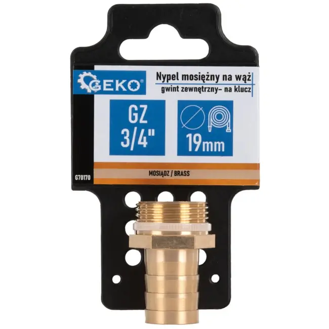 GEKO Messing slangnippel - 19 mm - 3/4" buitendraad - Duurzaam en corrosiebestendig