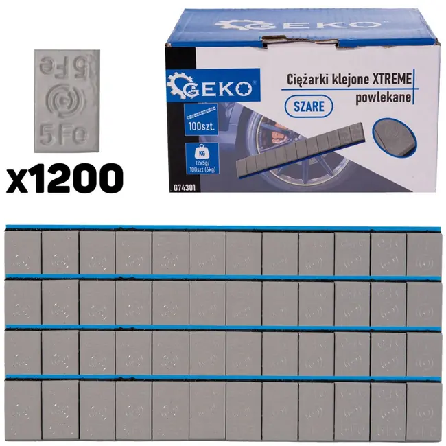 GEKO Grijze plakgewicht strips - 5g per stuk - Corrosiebestendig - 1200 stuks - 6 kg totaal