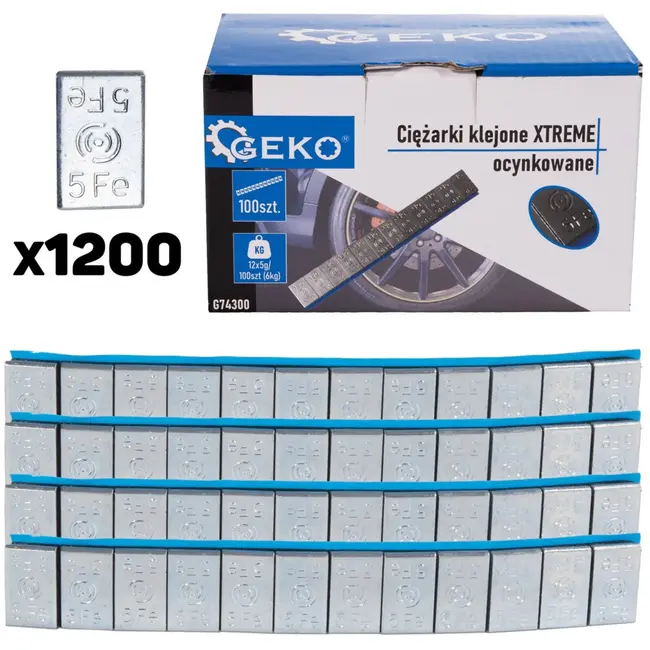 GEKO Zelfklevende wielgewichten - gegalvaniseerd - 12x5g - 6 kg - 1200 stuks