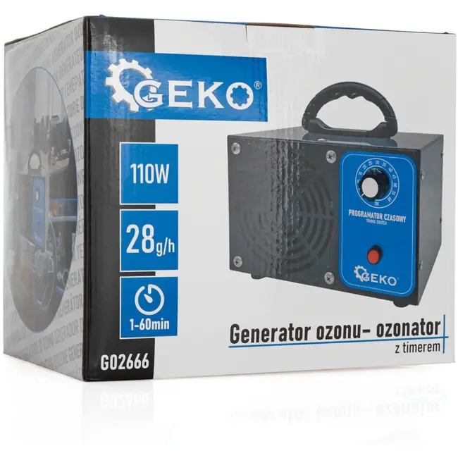 GEKO Krachtige ozongenerator - 28.000 mg/h - Instelbare timer - Voor thuis en industrie