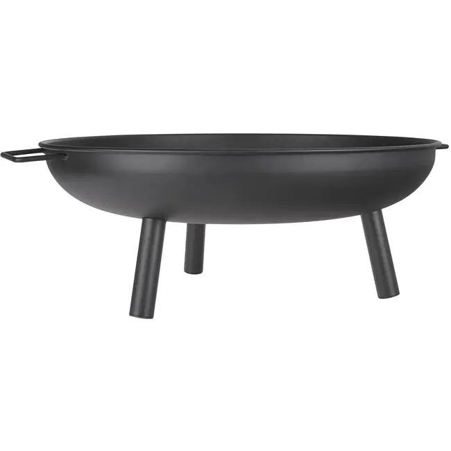 GEKO Houtgestookte vuurkorf - Weerbestendig staal - Modern zwart - 58 cm - Met handgrepen