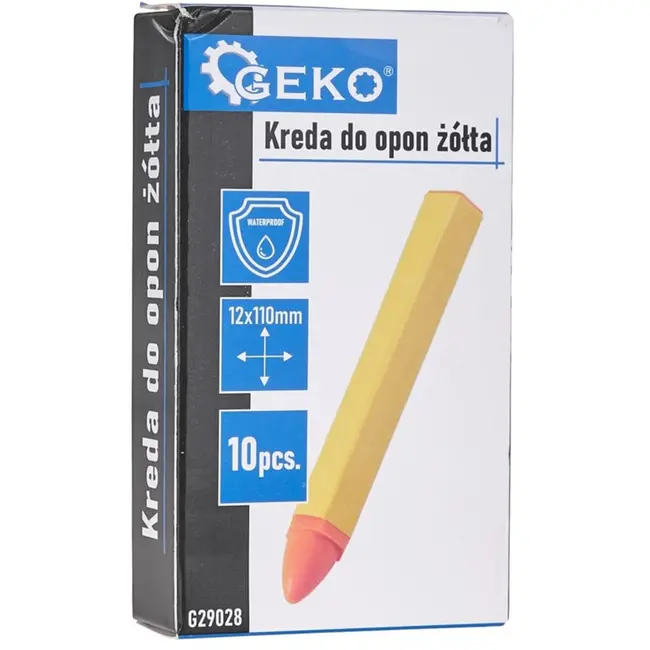 GEKO Gele bandenkrijt - waterdicht - 12x110mm - set van 10 stuks