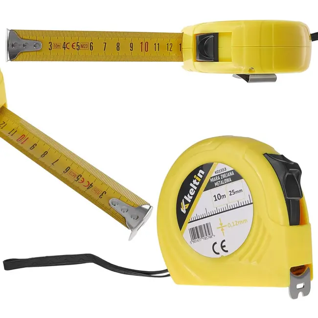 Keltin Meetlint - 10m - Carbon staal - ABS behuizing - Vergrendelfunctie