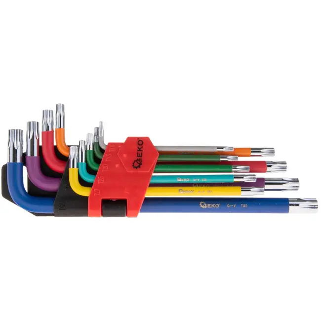 GEKO 9-delige Torx-sleutelset - Kleurgecodeerd - CrV Staal - T10-T50