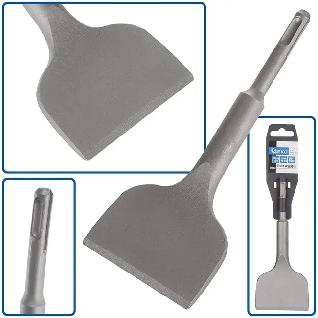 GEKO Gebogen SDS Plus beitel - 75 mm breed - 165 mm lang - Voor veelzijdige sloop- en renovatiewerken