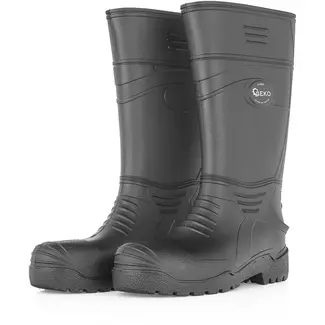 GEKO Zwarte herenlaarzen - Waterdicht PVC - Antislip en olie-resistent - Maat 44 - Hoogte 38 cm