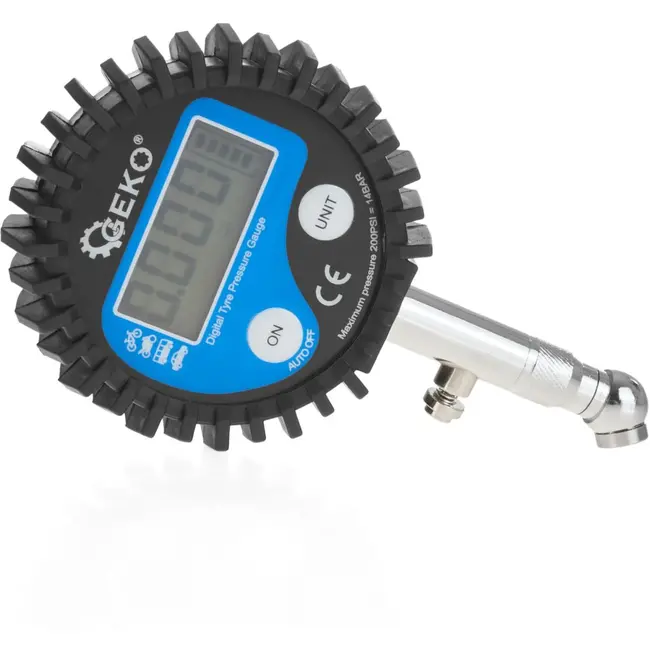 GEKO Digitale bandenspanningsmeter - LCD display - 45° draaibare kop - Meeteenheden in bar en kPa
