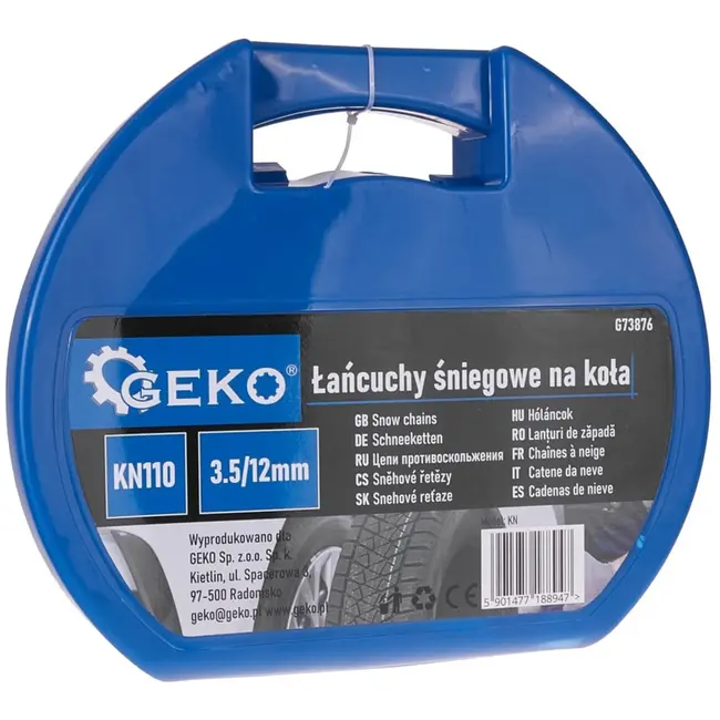 GEKO Sneeuwkettingen - 12 mm Hoogte - Vierkante Schakels - Voor Eén As - 3,5 mm Breedte