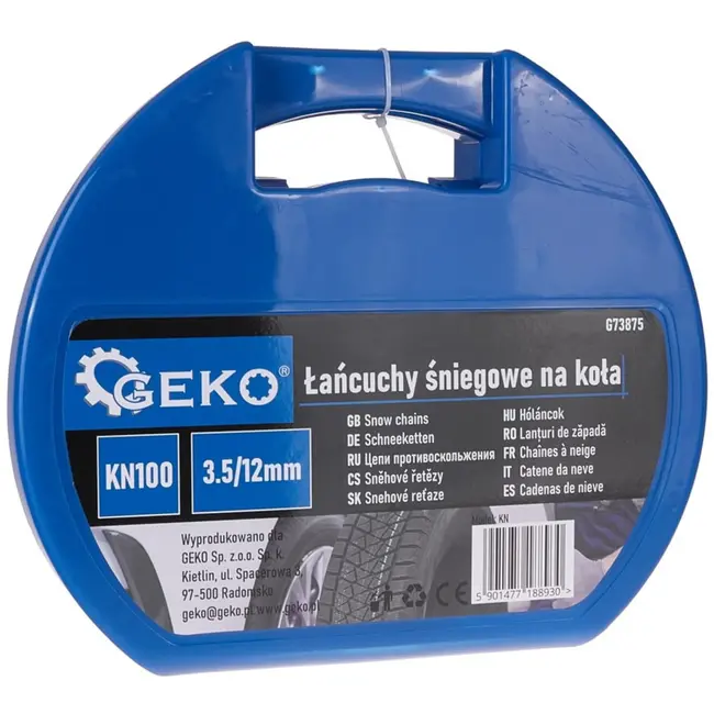 GEKO Sneeuwkettingen - 12 mm Hoogte - Vierkante Schakels - Voor Eén As - 3,5 mm Breedte