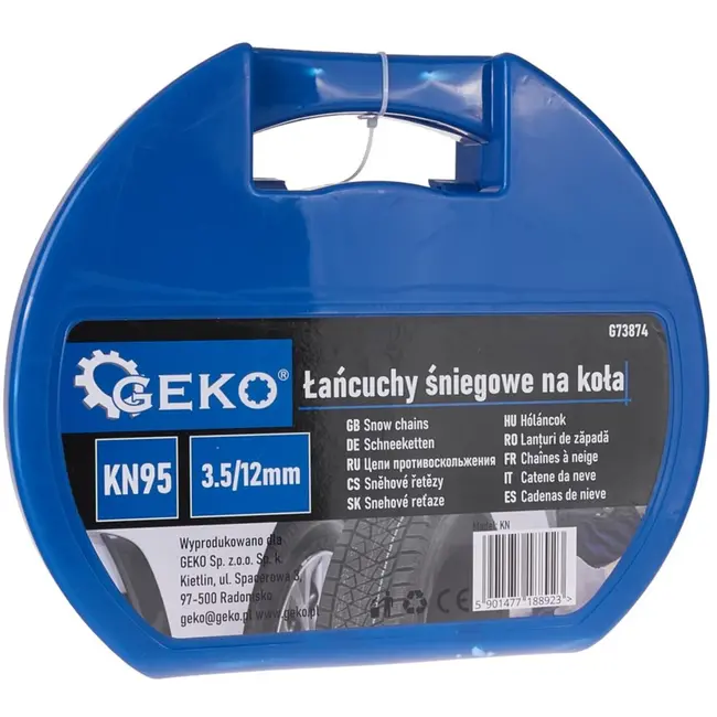 GEKO Sneeuwkettingen - KN95 - Vierkante schakels - Staal - 12 mm hoogte - Set voor één as