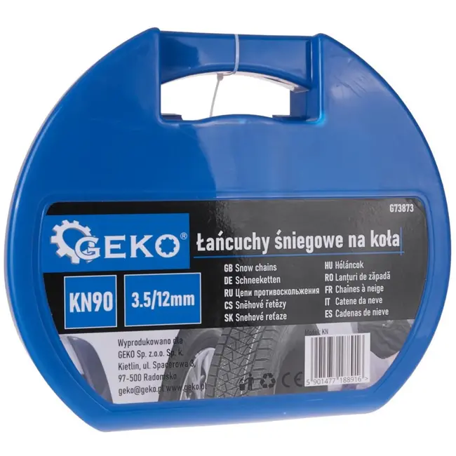 GEKO Sneeuwkettingen - KN90 - Vierkante Stalen Schakels - 12 mm Hoog - Set voor 1 As