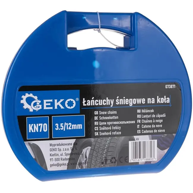 GEKO Sneeuwkettingen - KN70 - Vierkante Stalen Schakels - 12 mm Hoogte - 3.5 mm Breedte - Voor Eén As