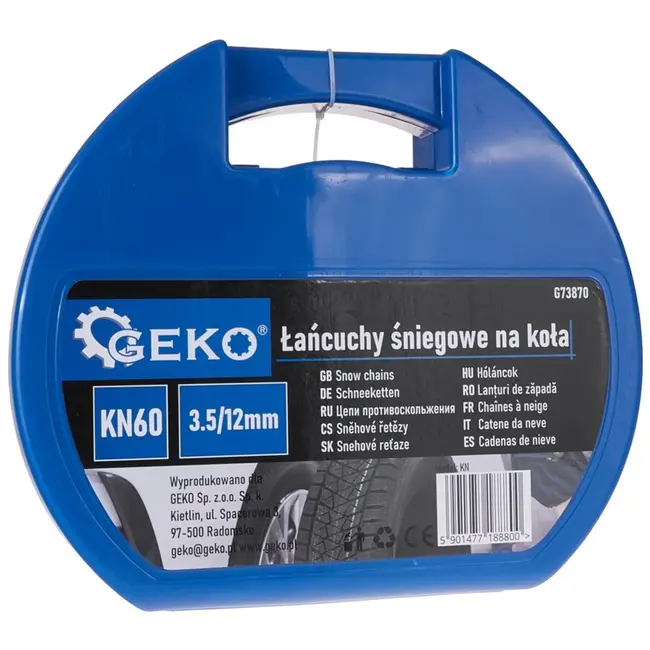 GEKO Sneeuwkettingen - KN60 - Vierkante Stalen Schakels - 12 mm Hoog - 3.5 mm Breed - Set voor 2 Wielen