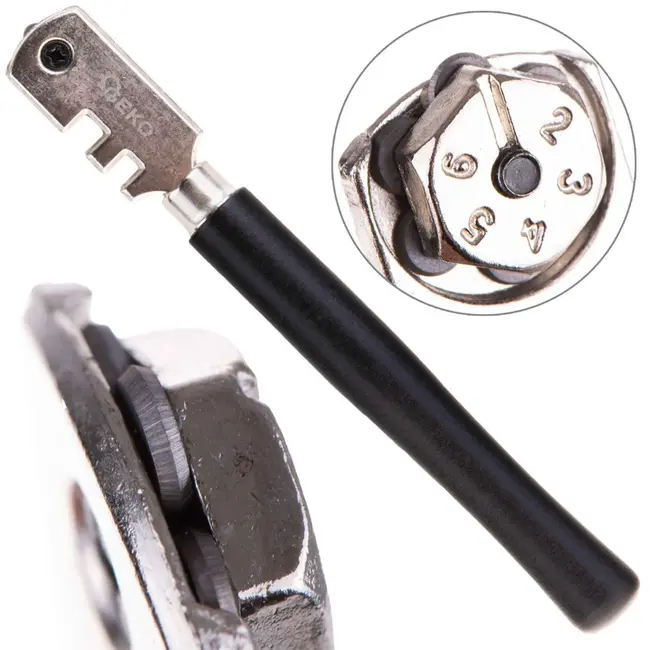 GEKO Glasbreker - 6 snijwielen - Tungsten carbide - Verstelbare kop - 13 cm