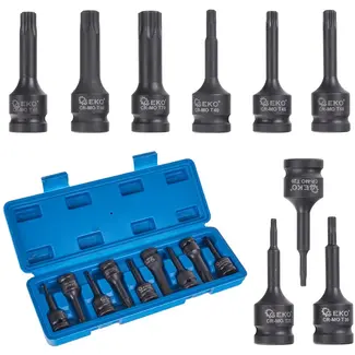 GEKO 9-delige Torx dopsleutelset - Cr-Mo staal - T20-T70 - Voor zwaar werk