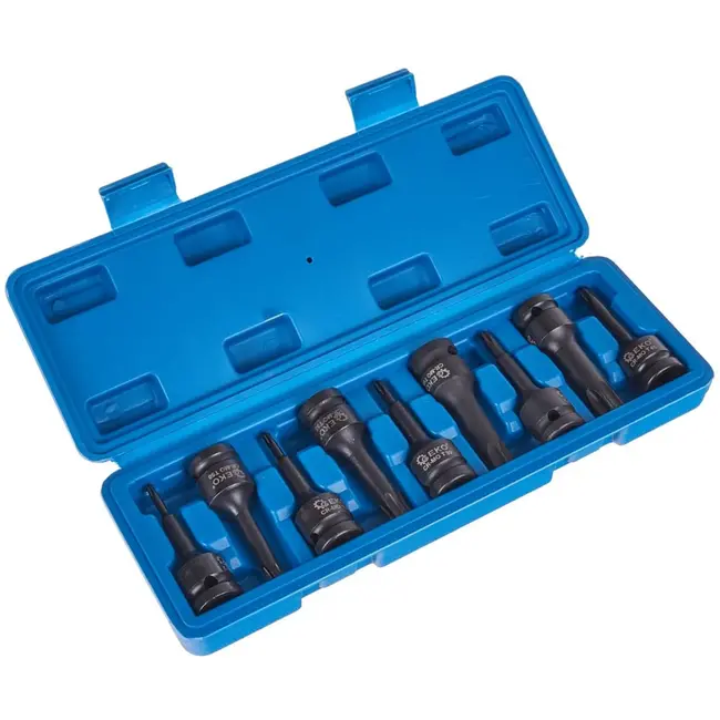 GEKO 9-delige Torx dopsleutelset - Cr-Mo staal - T20-T70 - Voor zwaar werk
