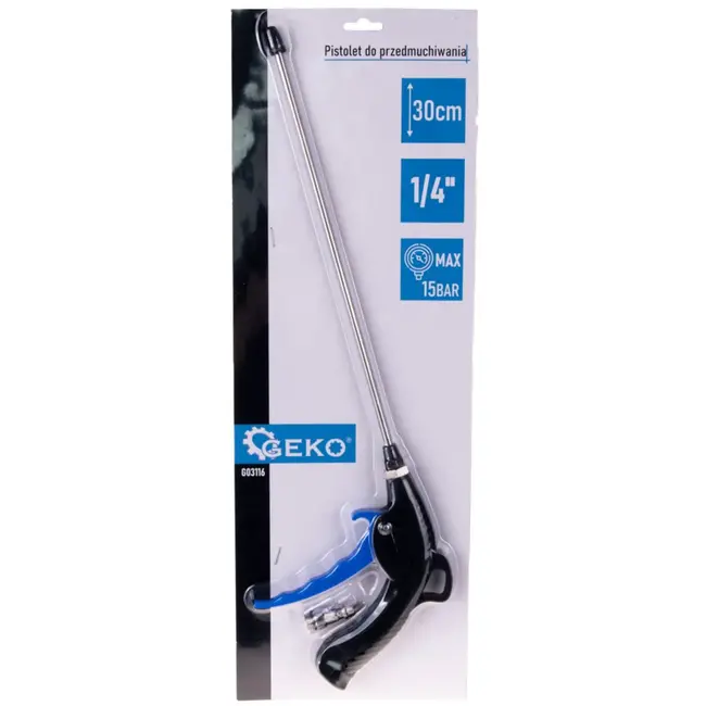 GEKO Luchtpistool - 30 cm Stalen Nozzle - 1/4" Koppeling - 15 Bar - Ergonomisch Ontwerp