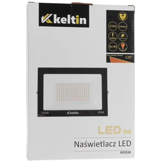 Keltin 100W LED schijnwerper - warm wit 2700K - verstelbaar - IP66 - aluminium en glas
