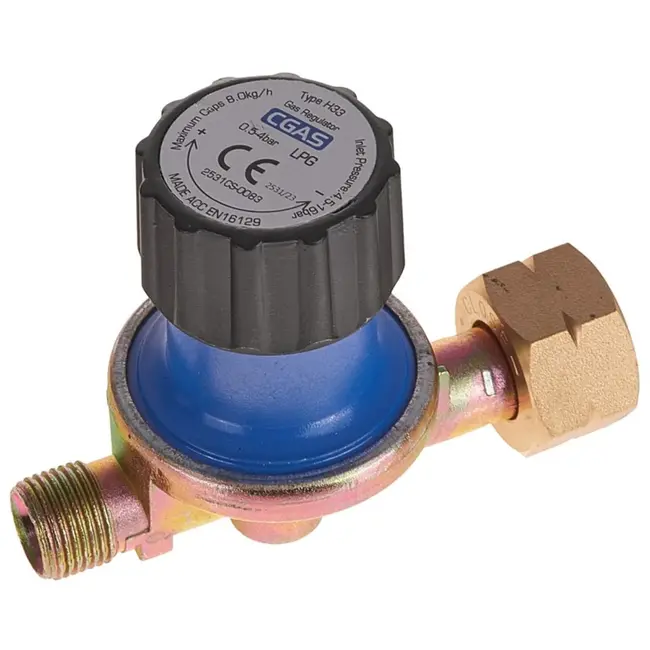 GEKO Gasdrukregelaar - Verstelbaar 0.5-4 bar - Messing - Voor Propaan/Butaan