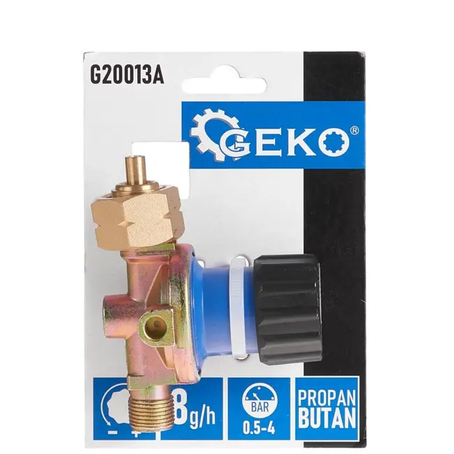 GEKO Gasdrukregelaar - Verstelbaar 0.5-4 bar - Messing - Voor Propaan/Butaan