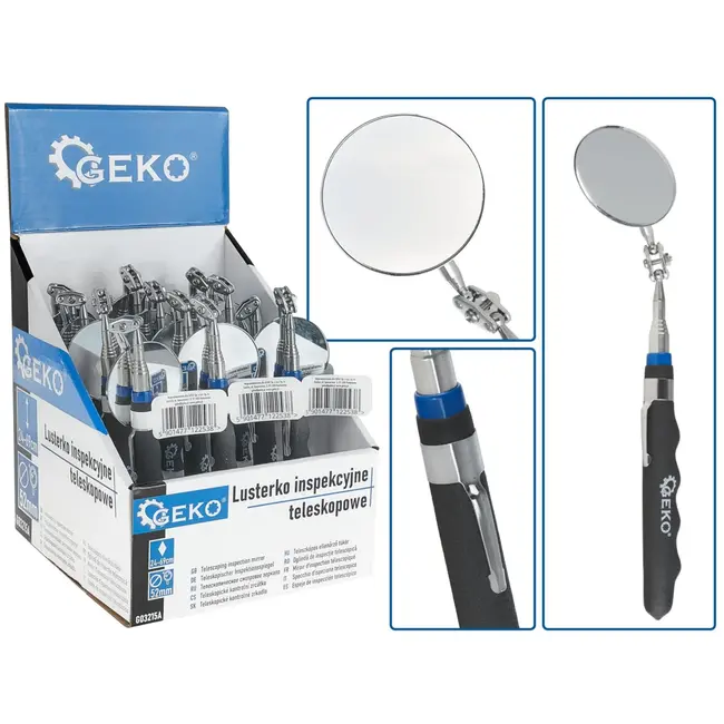 GEKO Telescopische inspectiespiegel - Verstelbaar 24-69 cm - Set van 12 stuks