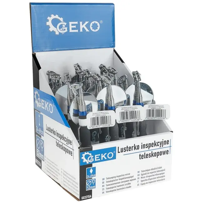 GEKO Telescopische inspectiespiegel - Verstelbaar 24-69 cm - Set van 12 stuks