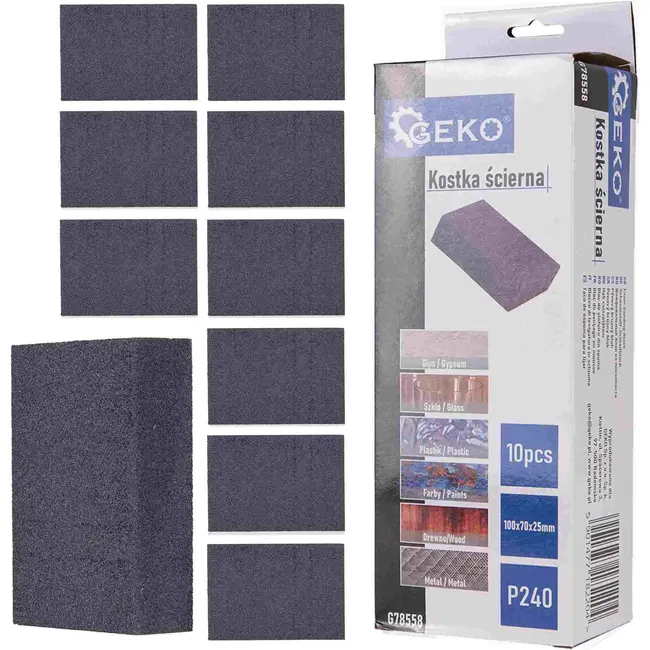 GEKO Schuurblokset - Foam - Fijn Schuren - 70x100x25mm - 10 stuks