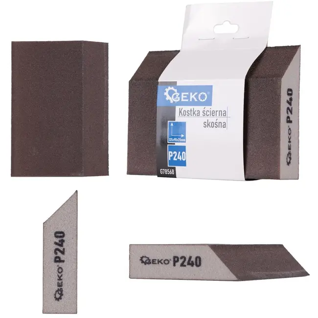 GEKO Schuurspons - Afgeschuind - P240 - 125x90x25 mm - Ergonomisch Design